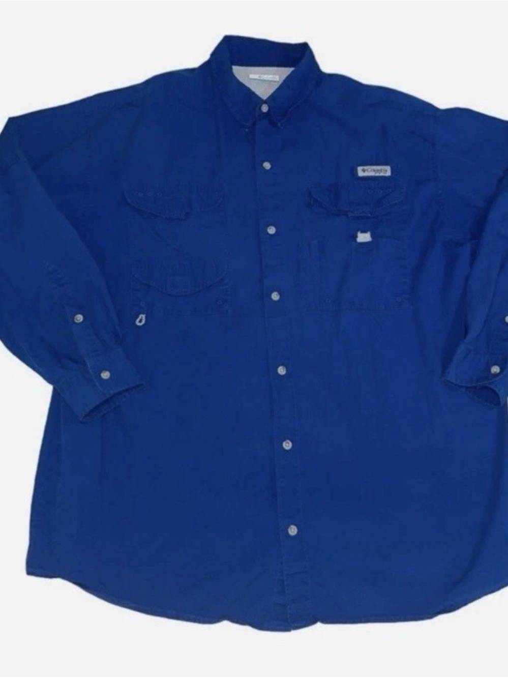 Mens Long Sleeve Vented Fishing Shirt Blue Reel Columbia Size XL
